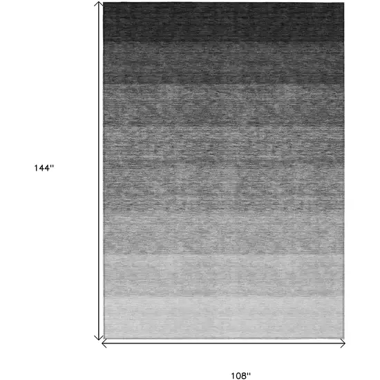 Black And Ivory Ombre Washable Indoor Outdoor Area Rug Photo 3