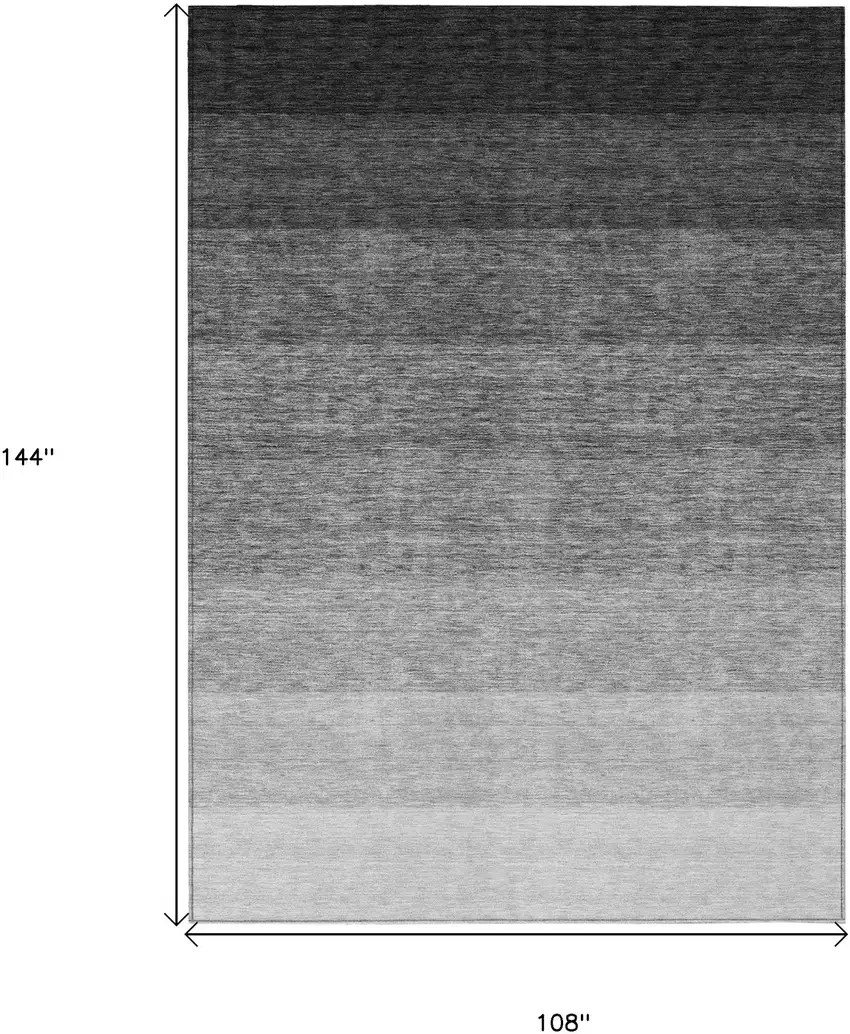 Black And Ivory Ombre Washable Indoor Outdoor Area Rug Photo 3