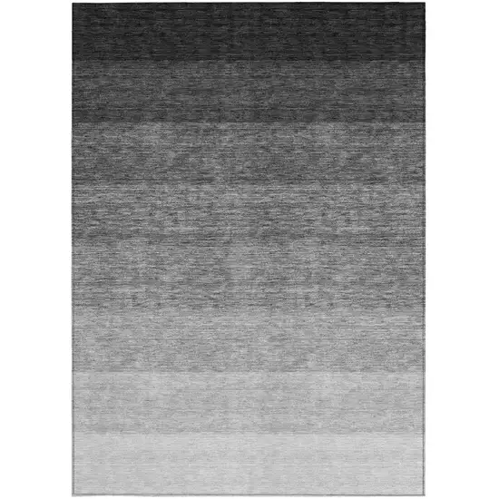 Black And Ivory Ombre Washable Indoor Outdoor Area Rug Photo 6