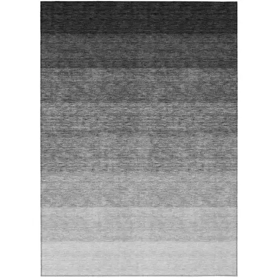 Black And Ivory Ombre Washable Indoor Outdoor Area Rug Photo 2