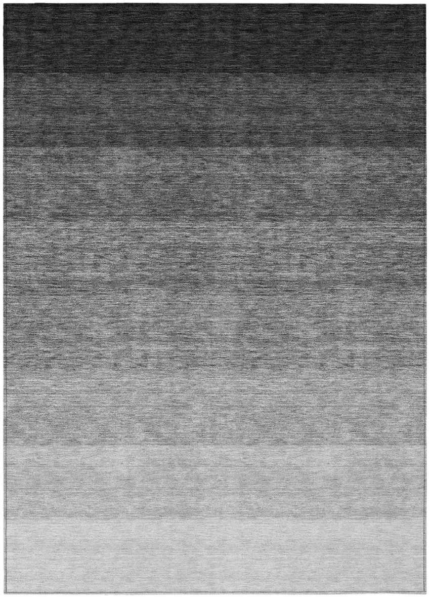 Black And Ivory Ombre Washable Indoor Outdoor Area Rug Photo 2