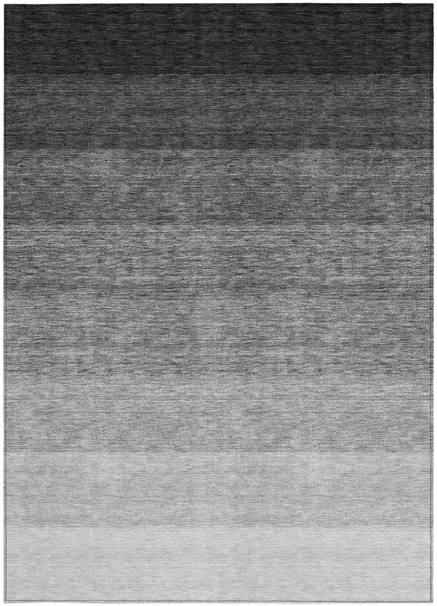 Black And Ivory Ombre Washable Indoor Outdoor Area Rug Photo 5