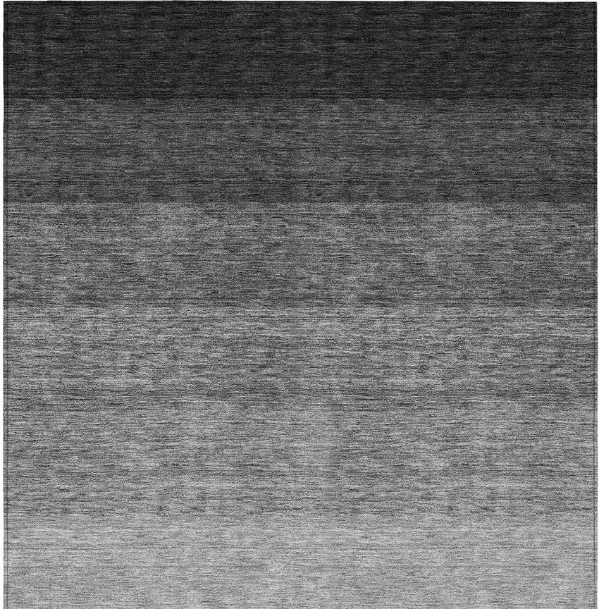 Black And Ivory Ombre Washable Indoor Outdoor Area Rug Photo 5