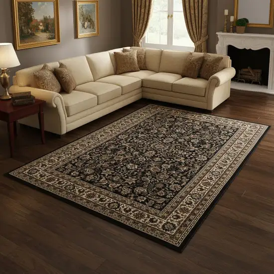 Black And Ivory Oriental Area Rug Photo 1