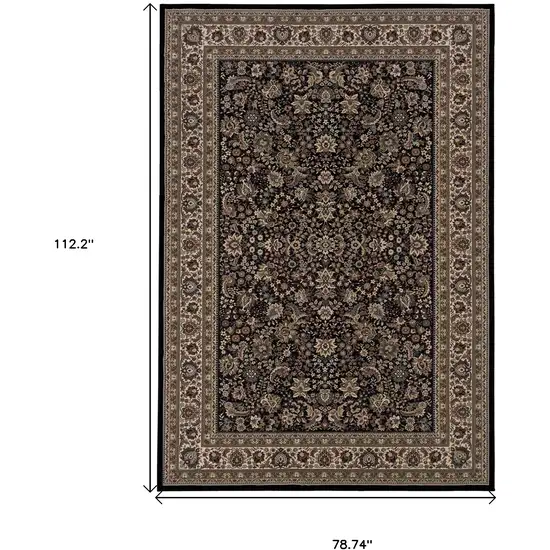 Black And Ivory Oriental Area Rug Photo 9