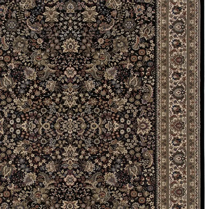 Black And Ivory Oriental Area Rug Photo 3
