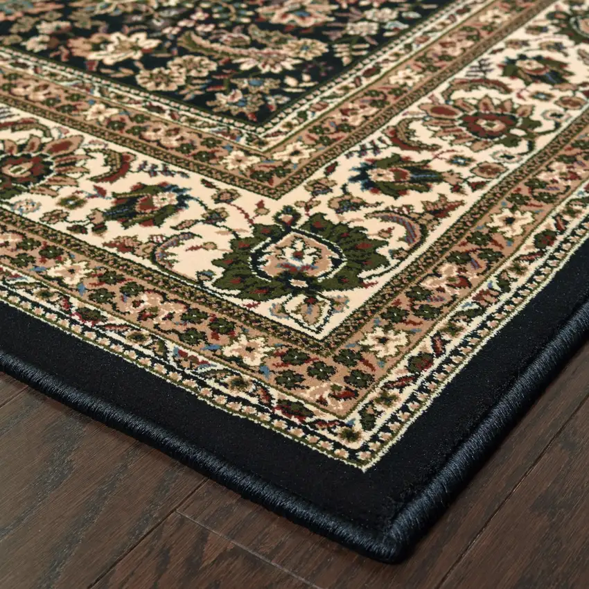Black And Ivory Oriental Area Rug Photo 5