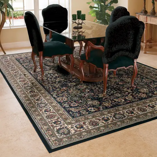 Black And Ivory Oriental Area Rug Photo 8