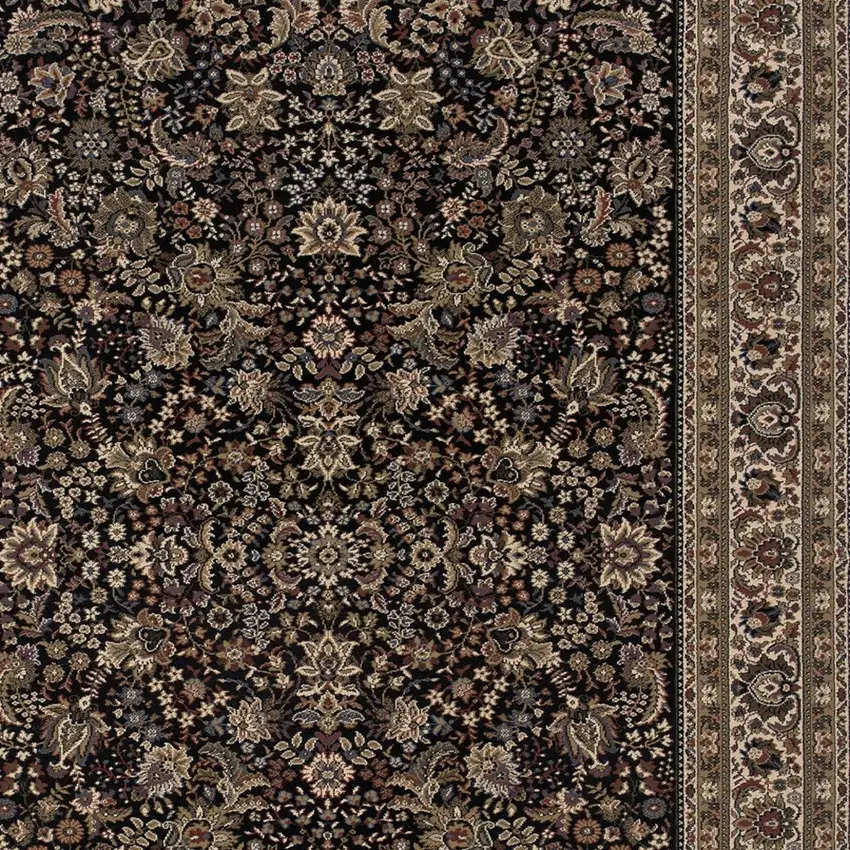 Black And Ivory Oriental Area Rug Photo 3