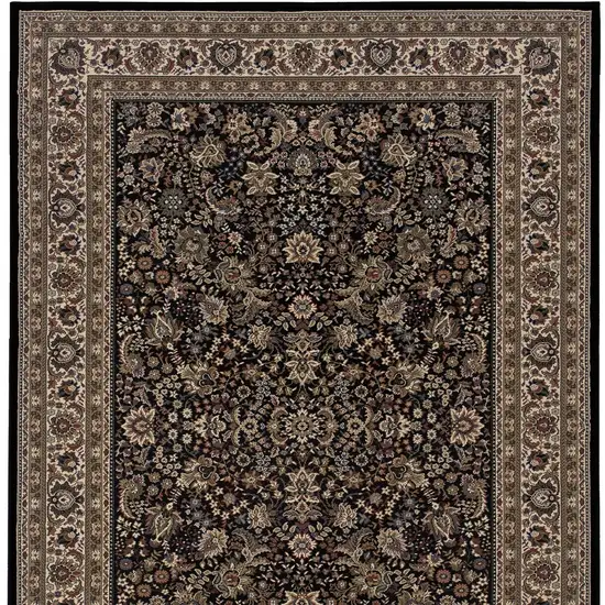 Black And Ivory Oriental Area Rug Photo 4
