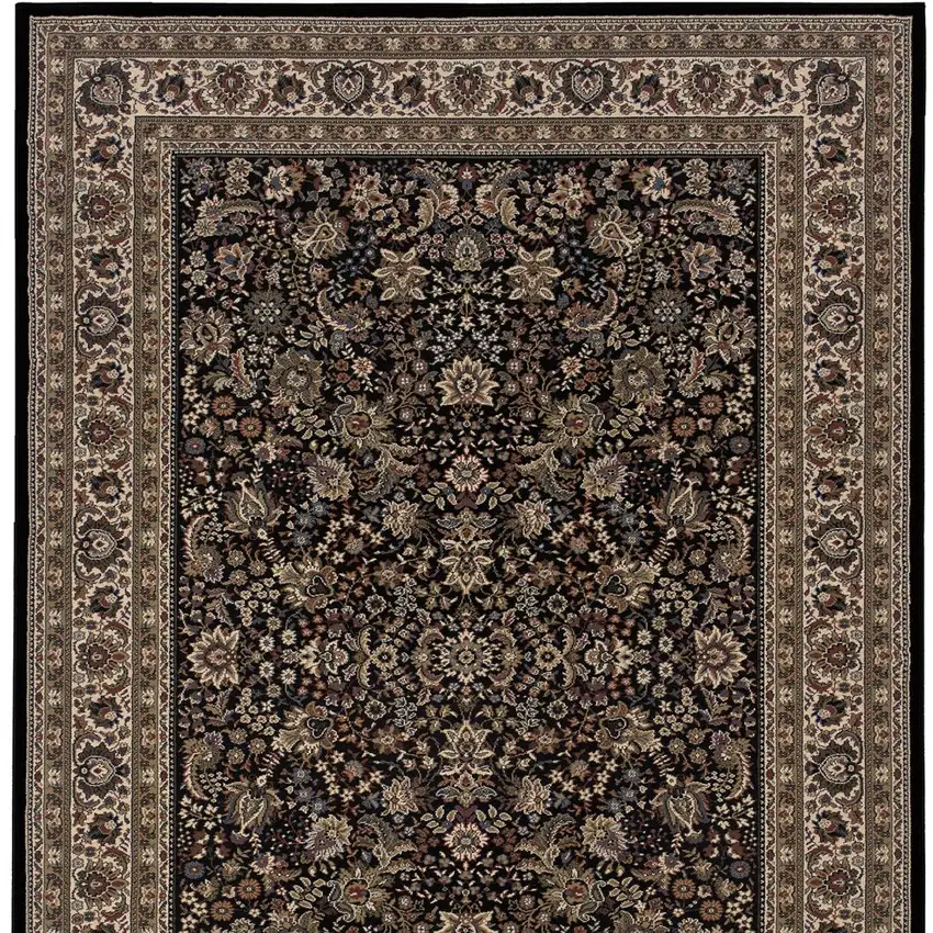 Black And Ivory Oriental Area Rug Photo 4