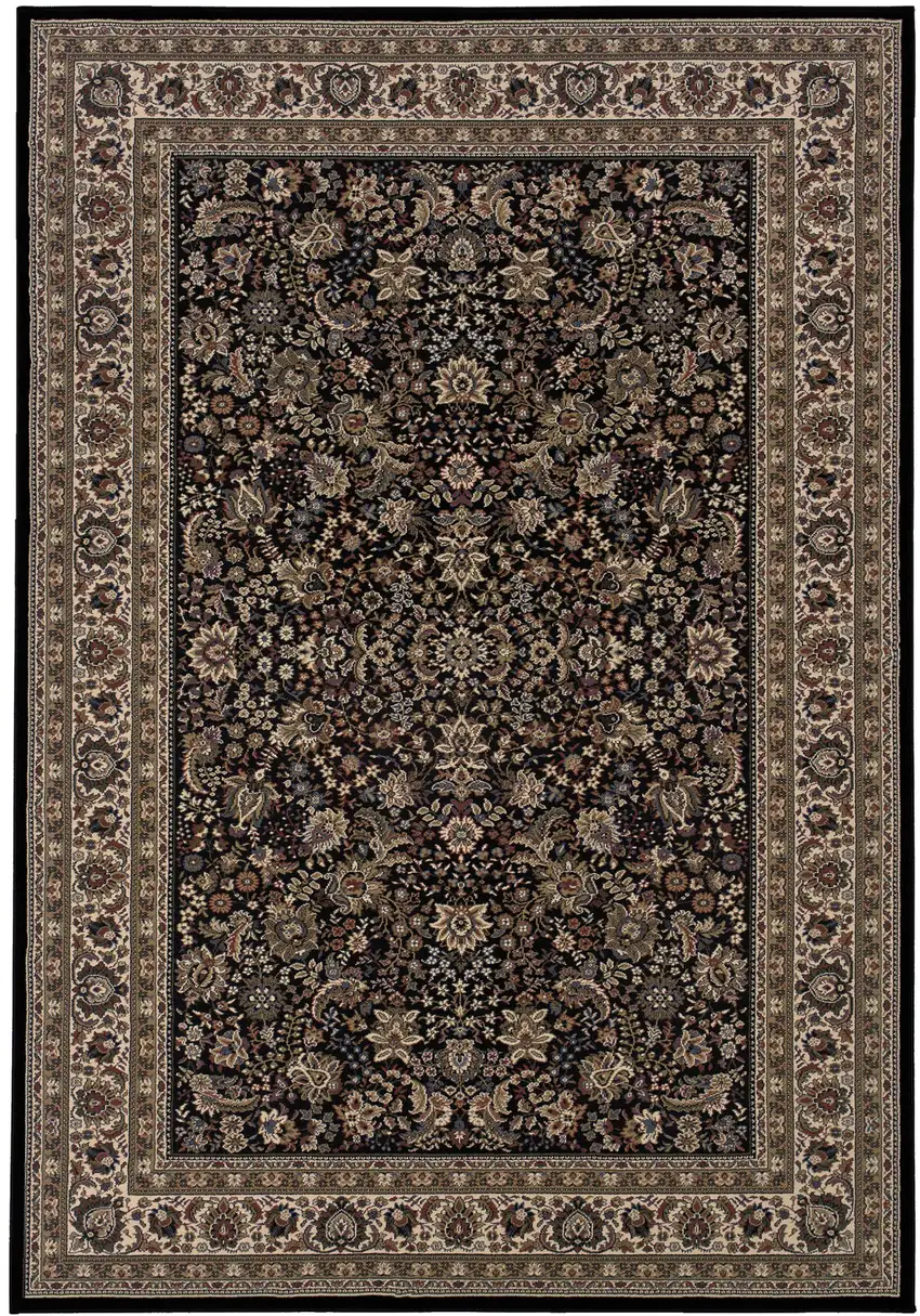 Black And Ivory Oriental Area Rug Photo 2