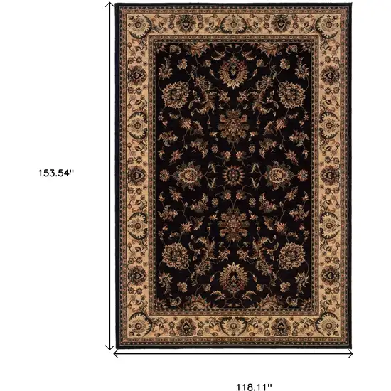 Black And Ivory Oriental Area Rug Photo 8
