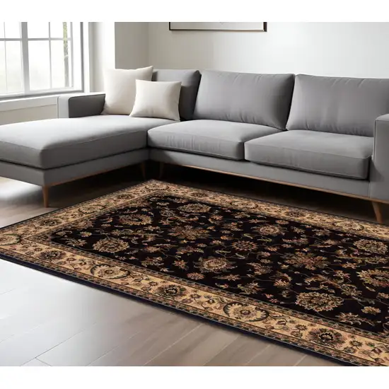 Black And Ivory Oriental Area Rug Photo 1