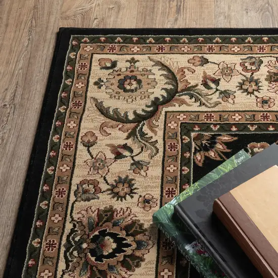 Black And Ivory Oriental Area Rug Photo 6