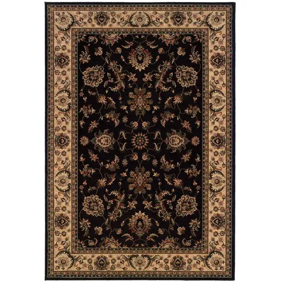 Black And Ivory Oriental Area Rug Photo 4