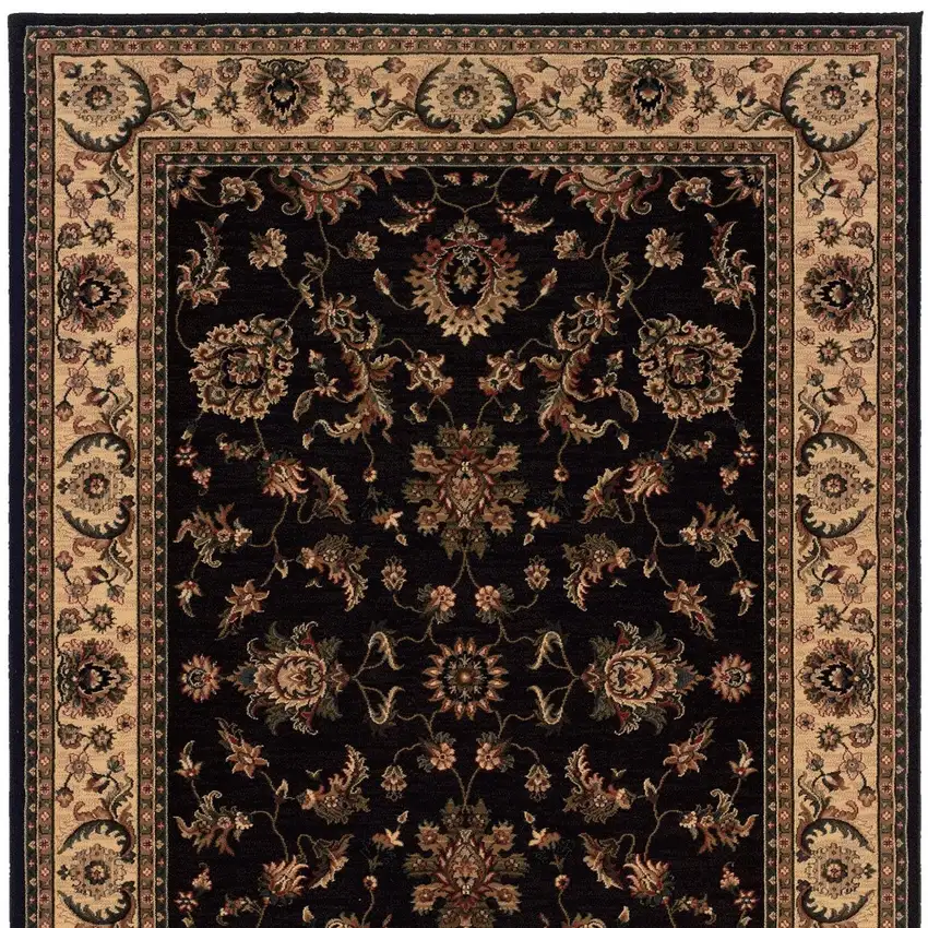 Black And Ivory Oriental Area Rug Photo 4