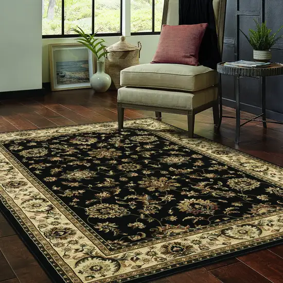 Black And Ivory Oriental Area Rug Photo 7