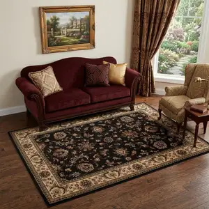 Photo of Black And Ivory Oriental Area Rug