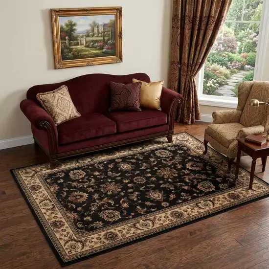 Black And Ivory Oriental Area Rug Photo 1