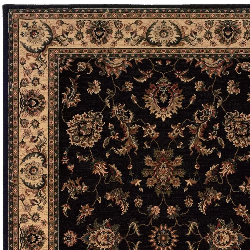 Black And Ivory Oriental Area Rug Photo 3