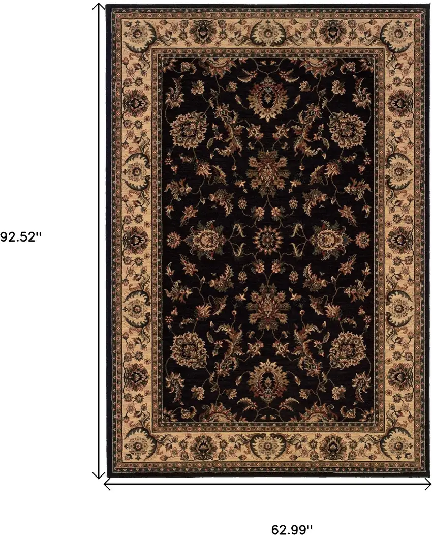 Black And Ivory Oriental Area Rug Photo 8