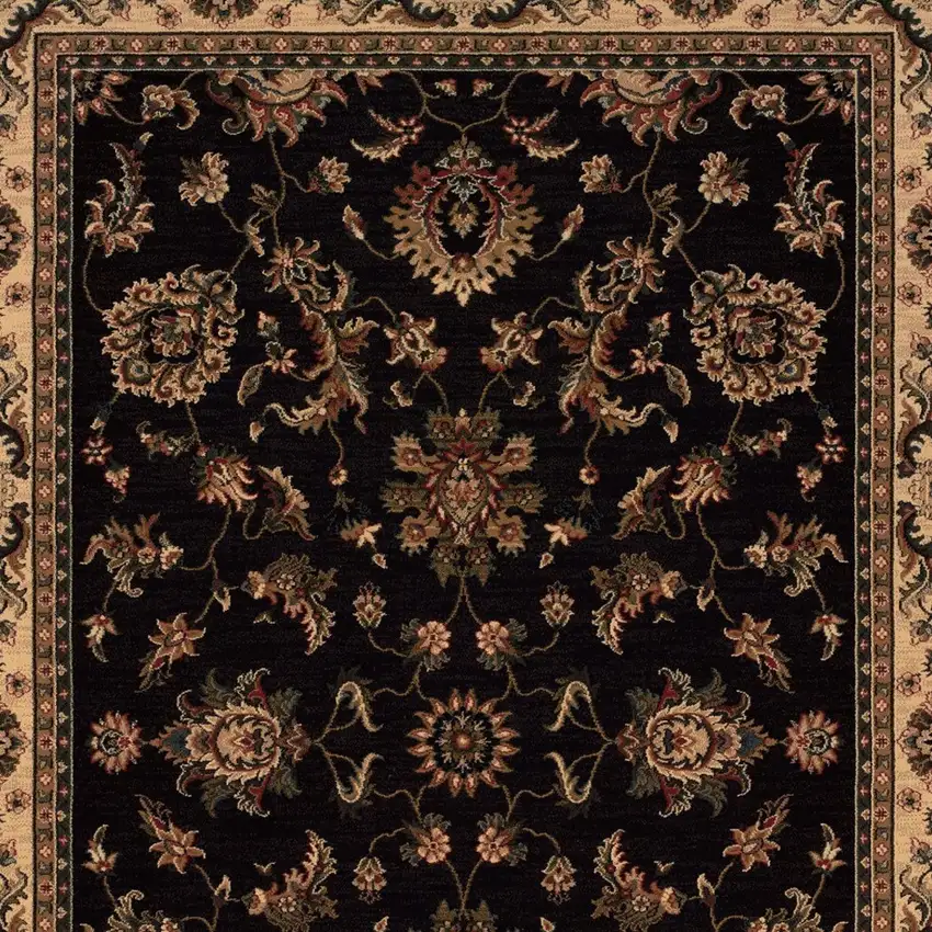 Black And Ivory Oriental Area Rug Photo 3