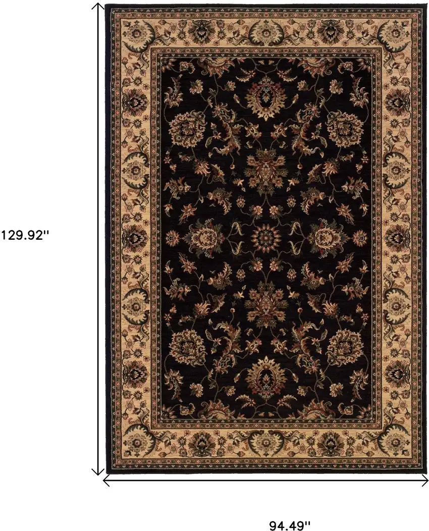 Black And Ivory Oriental Area Rug Photo 8