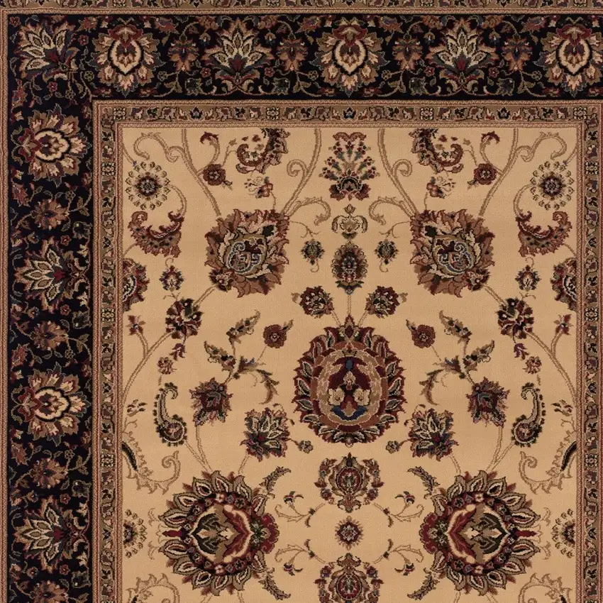 Black And Ivory Oriental Area Rug Photo 4
