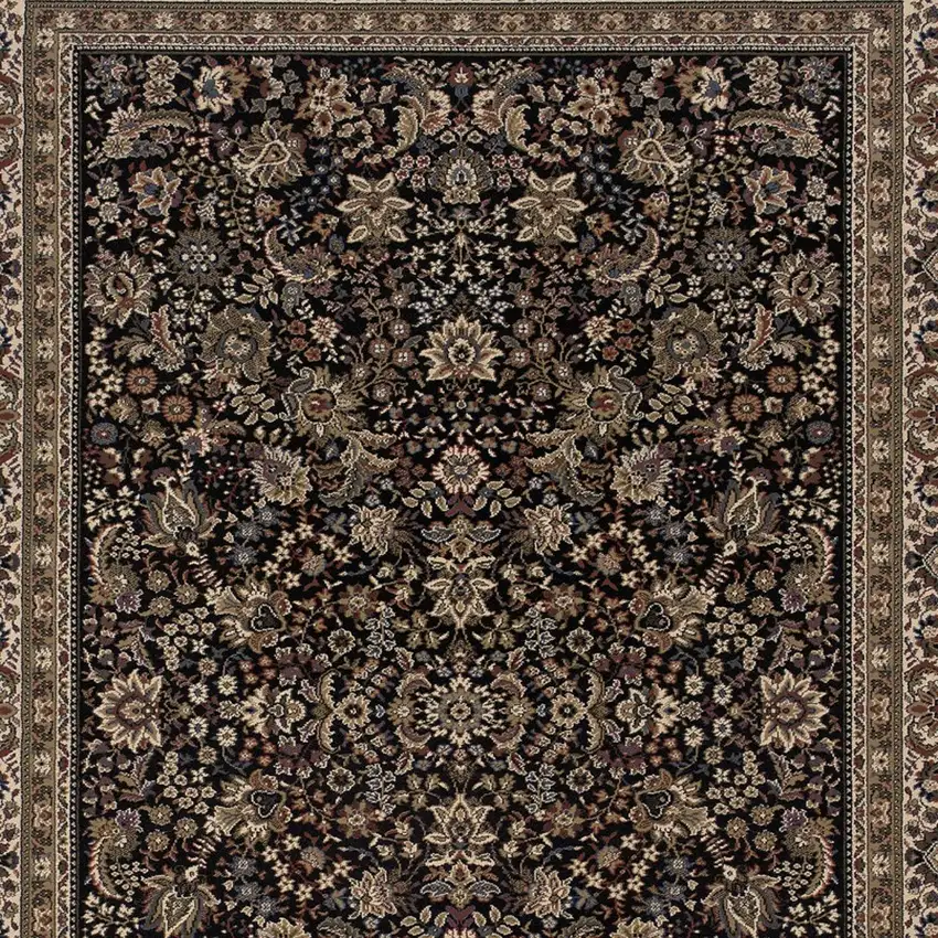 Black And Ivory Oriental Area Rug Photo 4