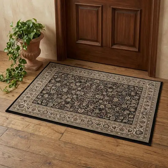 Black And Ivory Oriental Area Rug Photo 1
