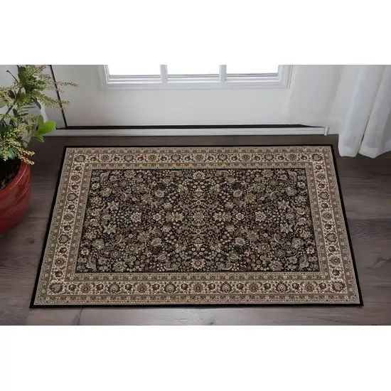 Black And Ivory Oriental Area Rug Photo 1