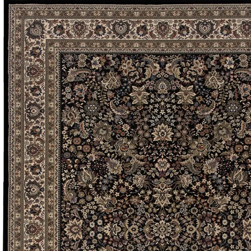 Black And Ivory Oriental Area Rug Photo 4