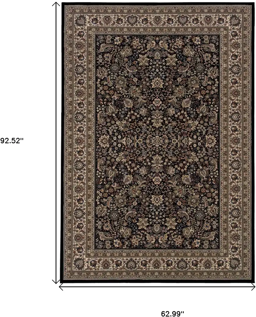 Black And Ivory Oriental Area Rug Photo 3