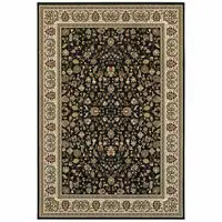 Photo of Black And Ivory Oriental Power Loom Stain Resistant Area Rug