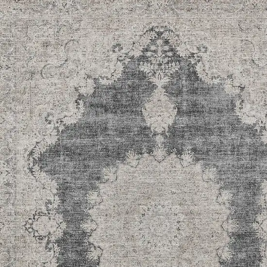 Black And Ivory Oriental Washable Indoor Outdoor Area Rug Photo 5