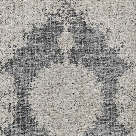 Black And Ivory Oriental Washable Indoor Outdoor Area Rug Photo 5