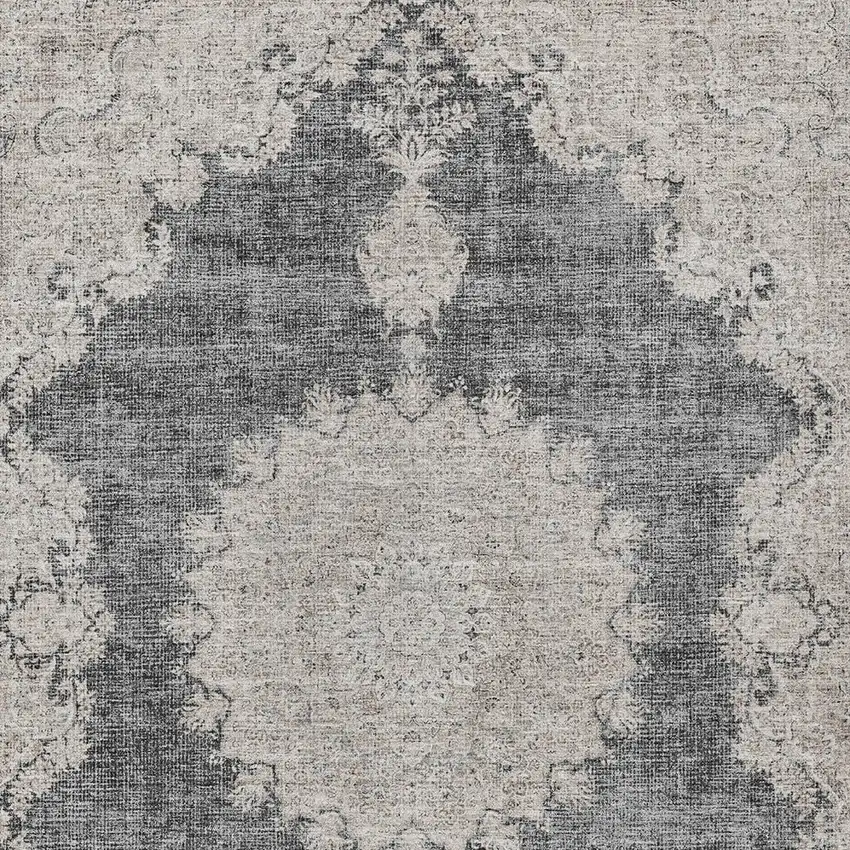 Black And Ivory Oriental Washable Indoor Outdoor Area Rug Photo 5