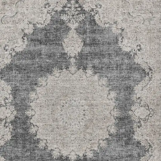Black And Ivory Oriental Washable Indoor Outdoor Area Rug Photo 5