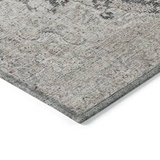 Black And Ivory Oriental Washable Indoor Outdoor Area Rug Photo 4