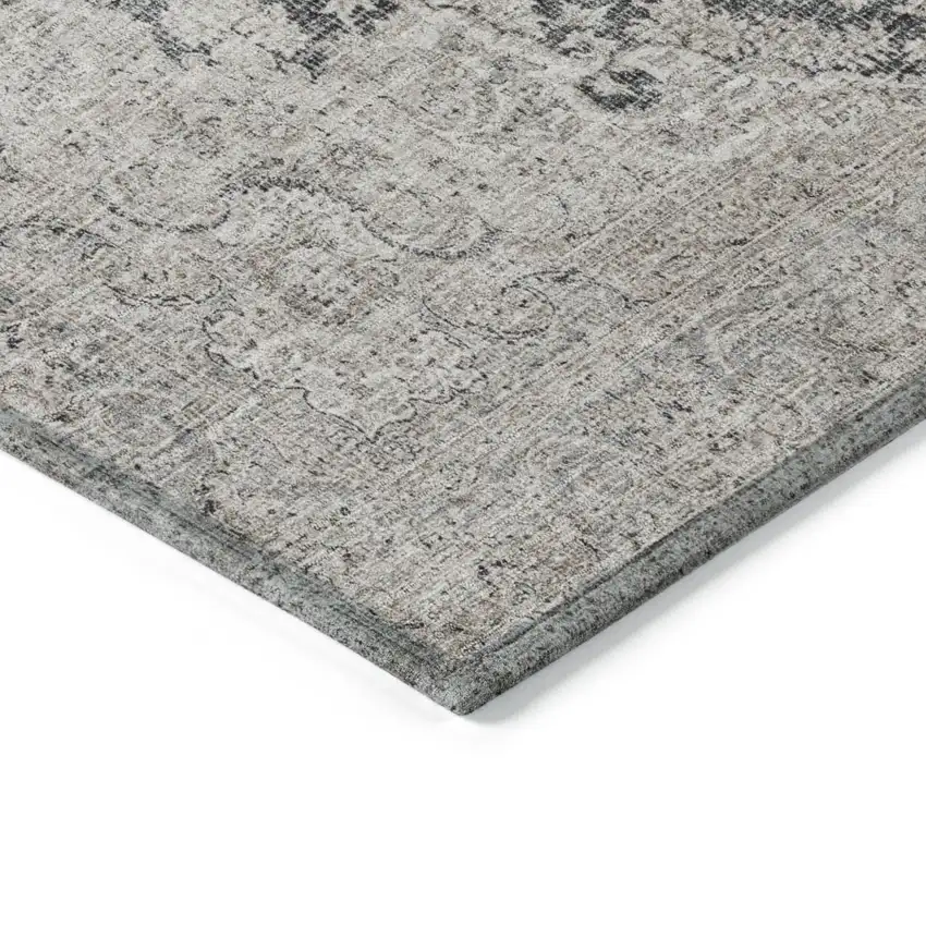 Black And Ivory Oriental Washable Indoor Outdoor Area Rug Photo 4