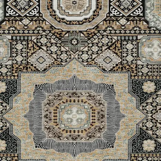 Black And Ivory Oriental Washable Indoor Outdoor Area Rug Photo 3