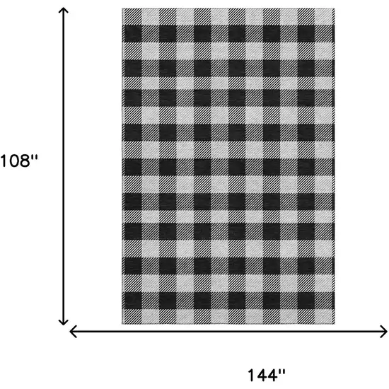 Black And Ivory Plaid Washable Area Rug With UV Protection Photo 9