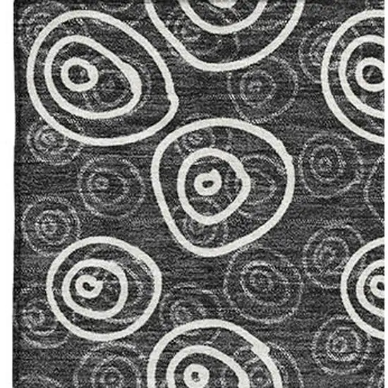 Black And Ivory Polka Dot Washable Area Rug With UV Protection Photo 4