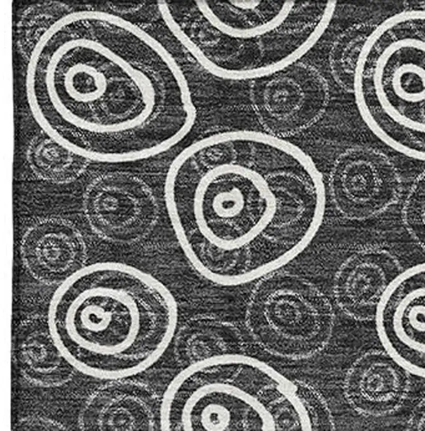 Black And Ivory Polka Dot Washable Area Rug With UV Protection Photo 4
