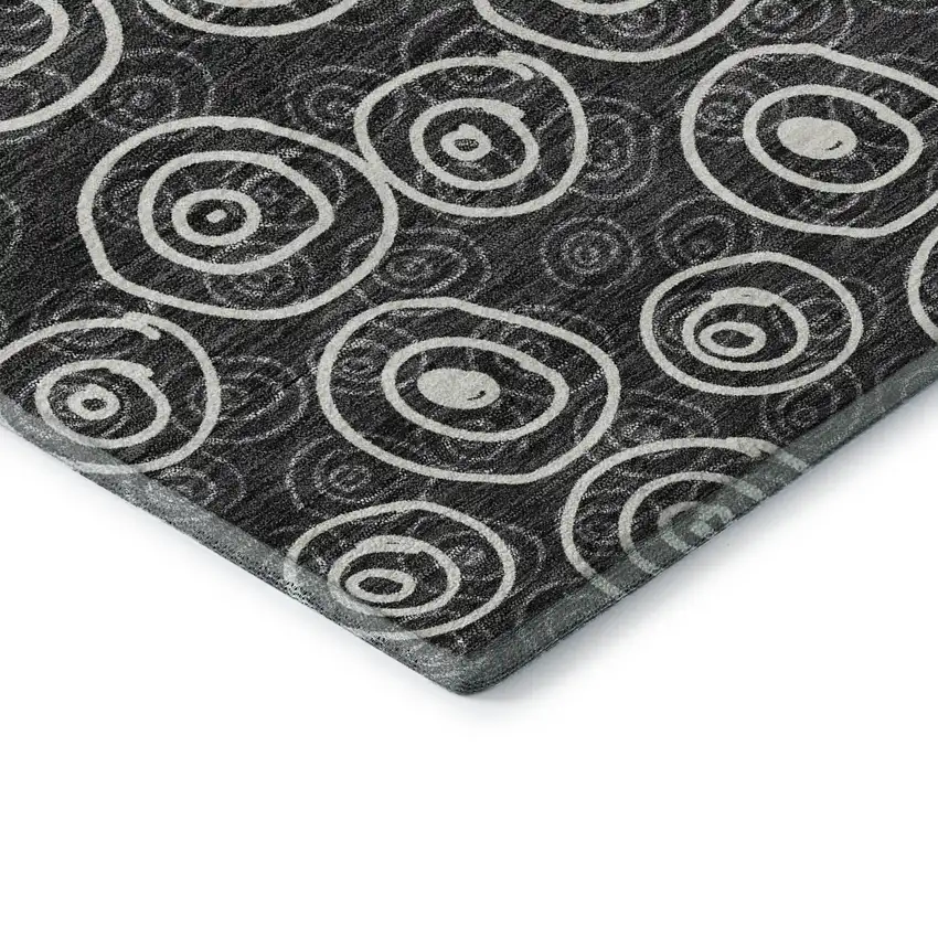 Black And Ivory Polka Dot Washable Area Rug With UV Protection Photo 8
