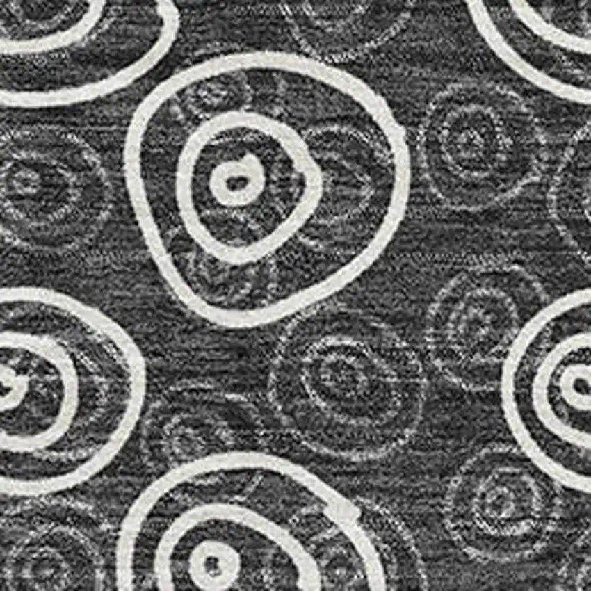 Black And Ivory Polka Dot Washable Area Rug With UV Protection Photo 3