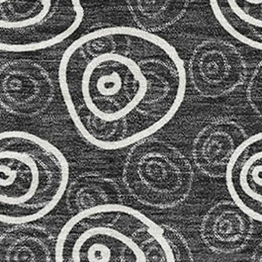 Black And Ivory Polka Dot Washable Area Rug With UV Protection Photo 3