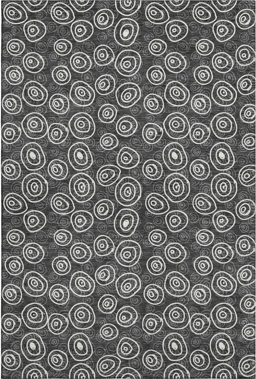 Black And Ivory Polka Dot Washable Area Rug With UV Protection Photo 1