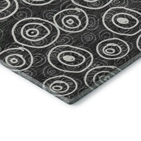 Black And Ivory Polka Dot Washable Area Rug With UV Protection Photo 8